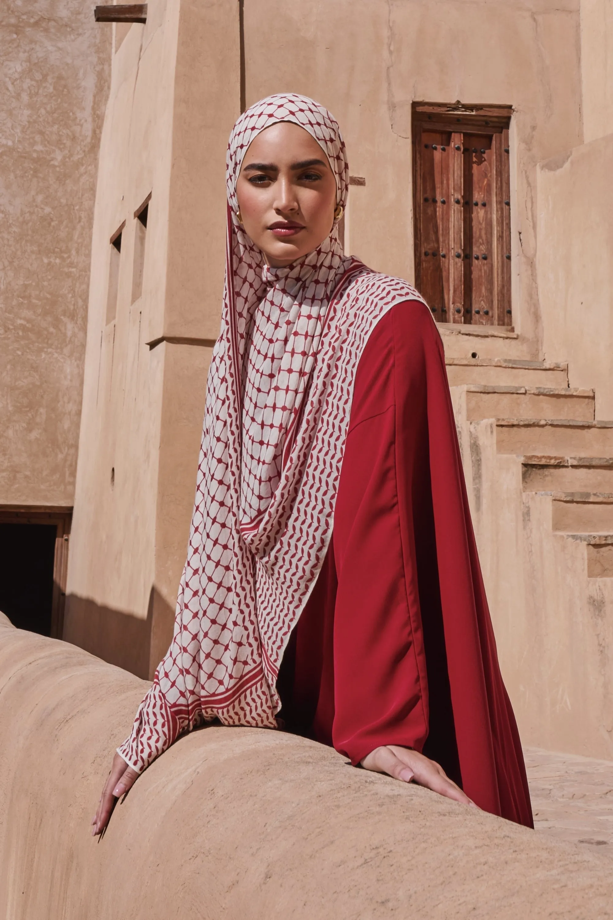 Keffiyeh Modal Hijab - Sumac Red