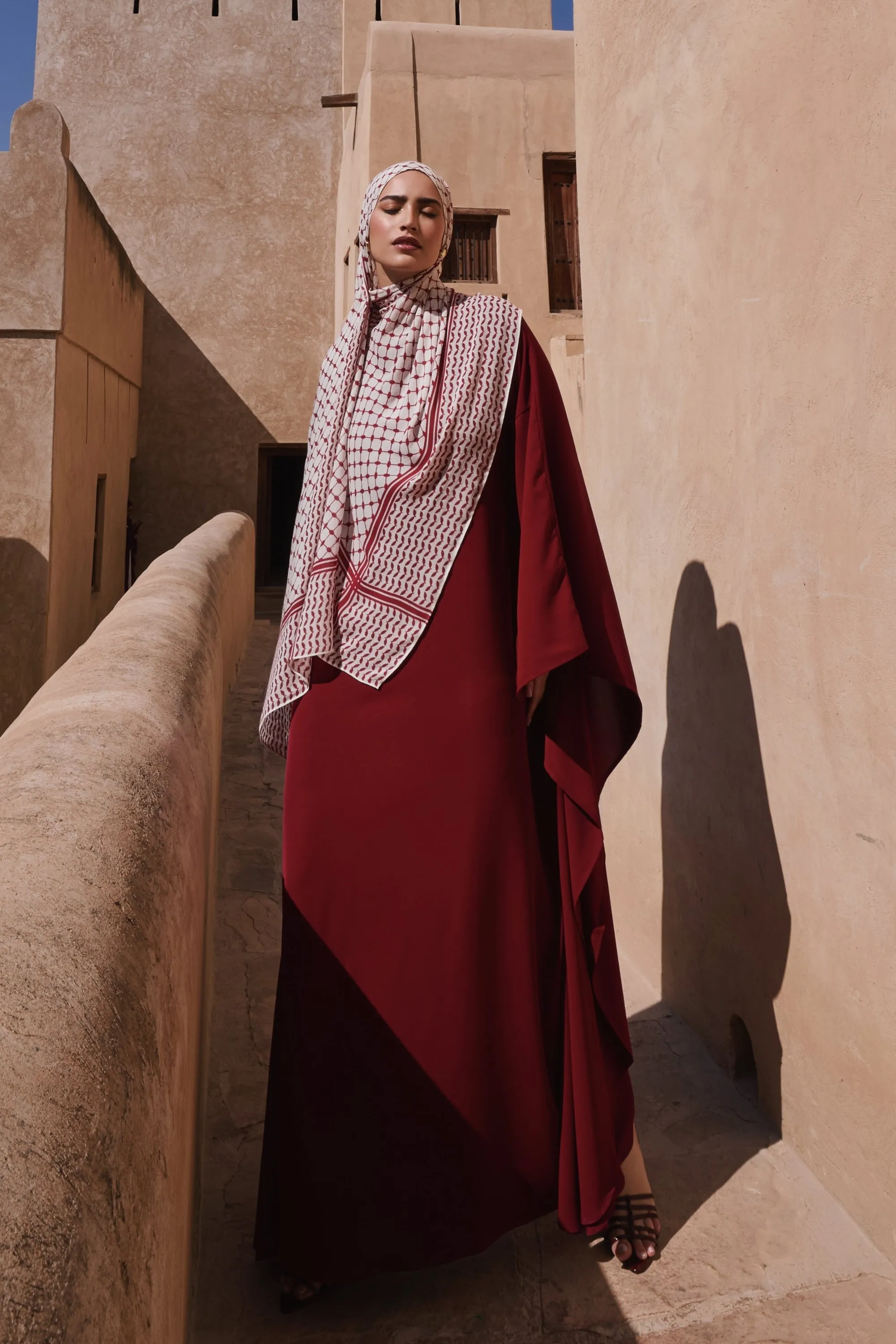 Keffiyeh Modal Hijab - Sumac Red