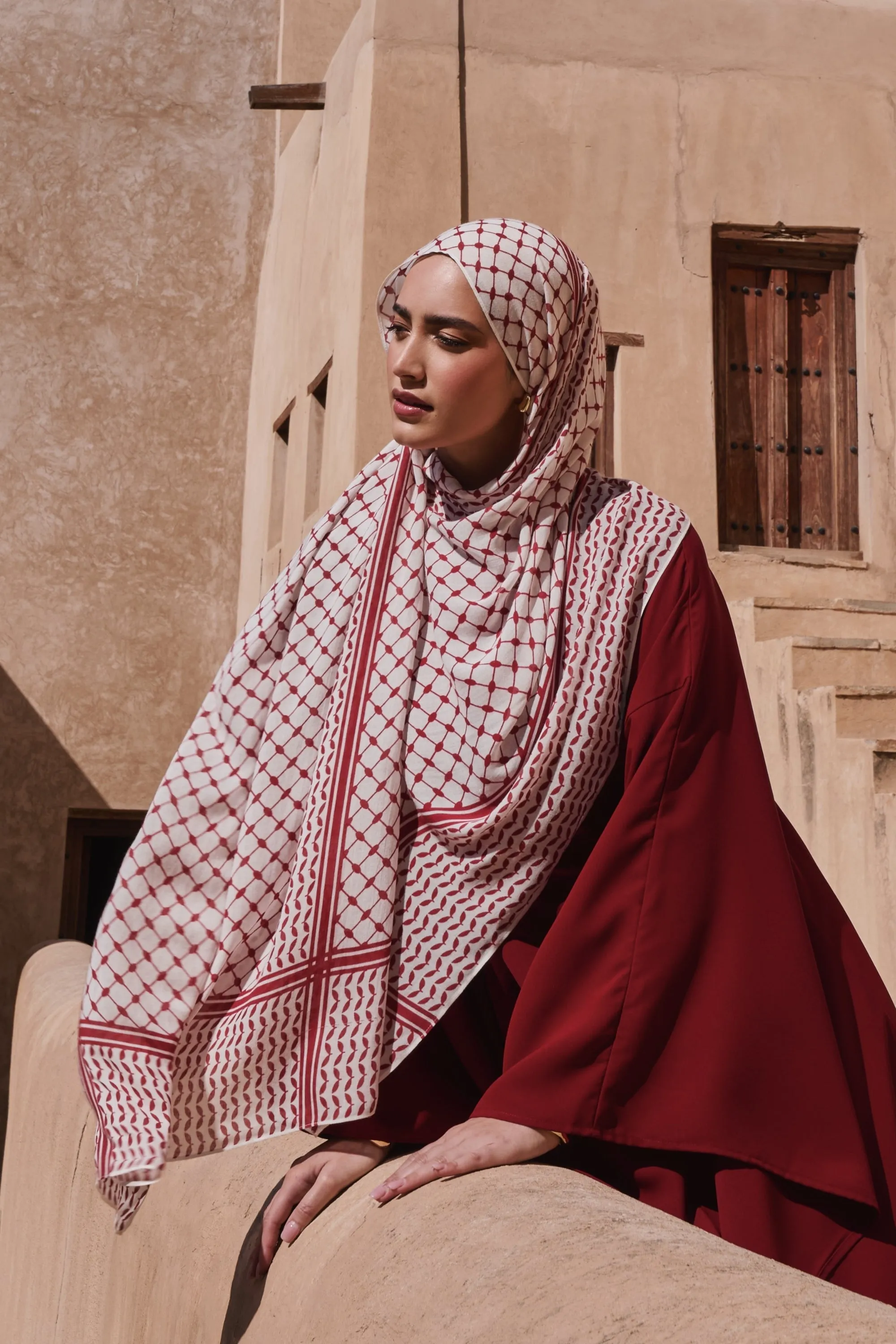 Keffiyeh Modal Hijab - Sumac Red