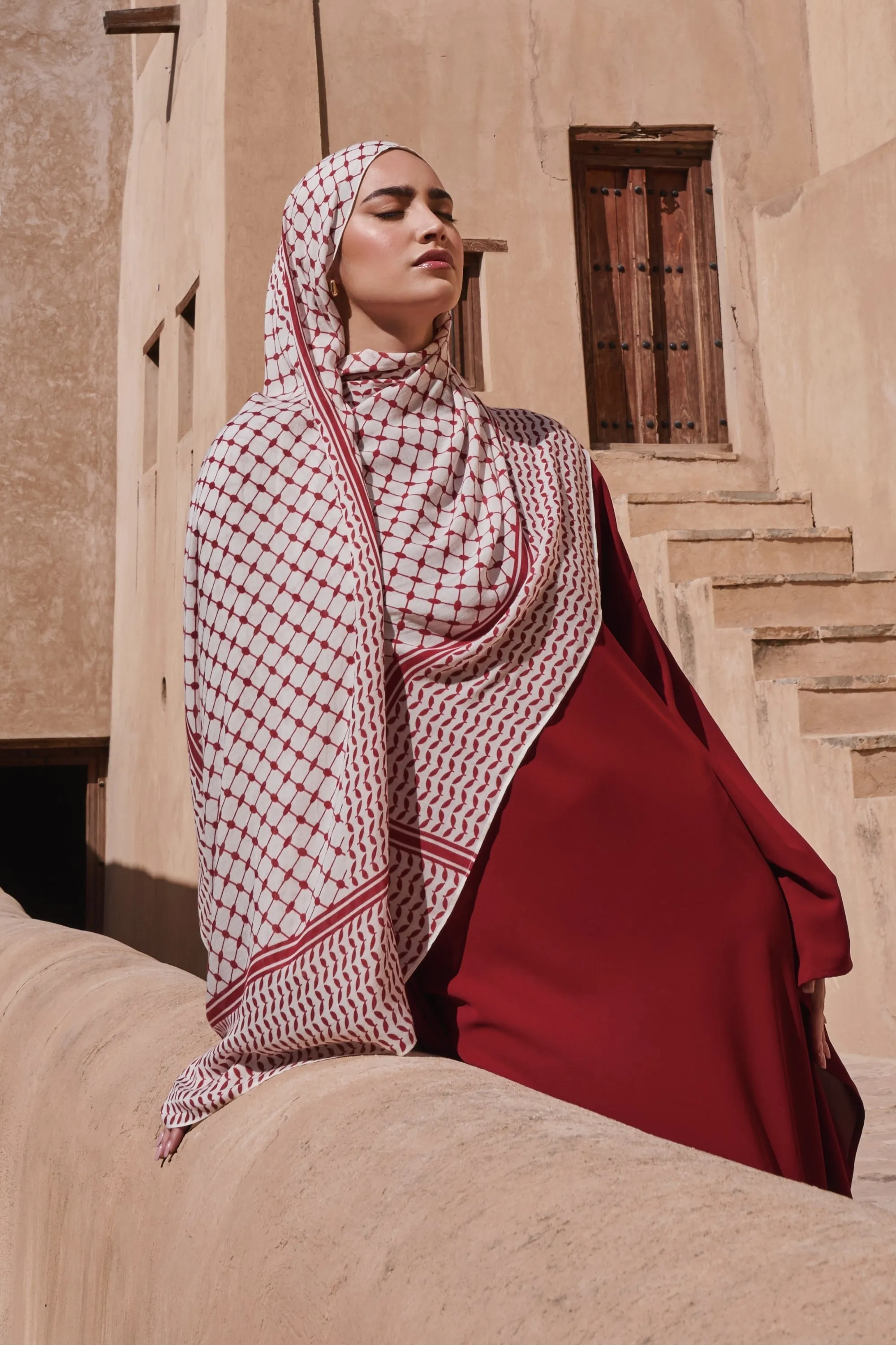 Keffiyeh Modal Hijab - Sumac Red