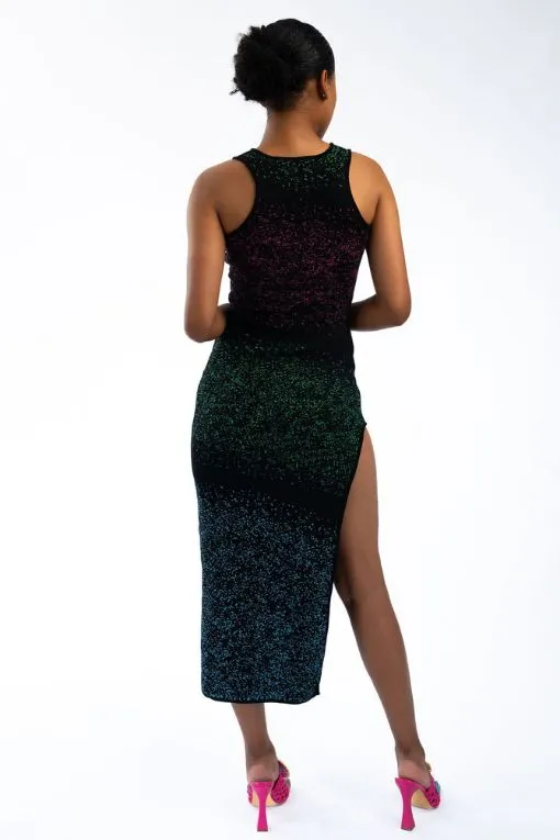Knitwear one piece long dress BLACK / MIXED