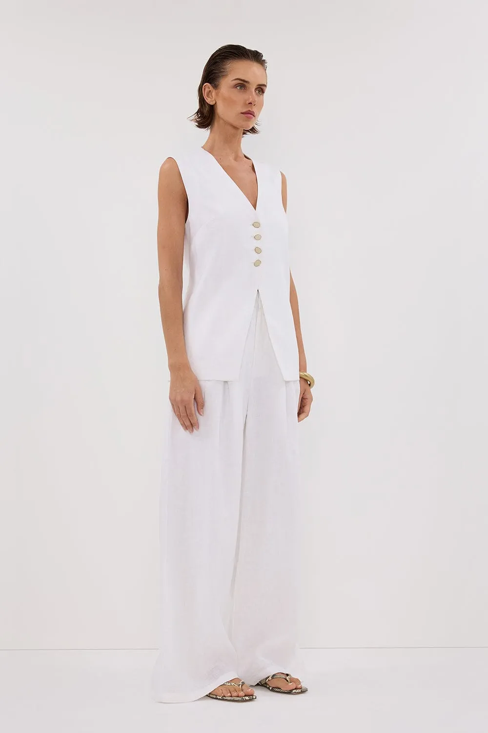 KNOX WHITE LINEN VEST