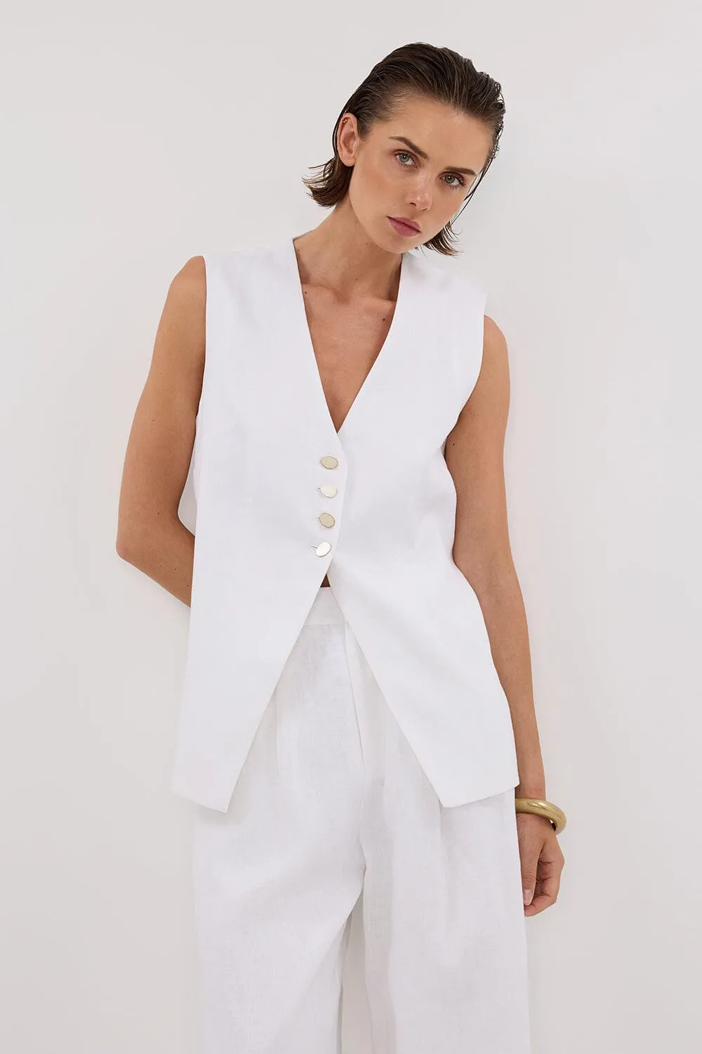 KNOX WHITE LINEN VEST