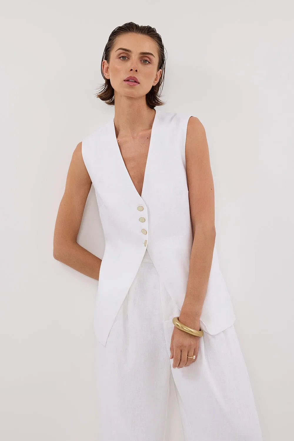 KNOX WHITE LINEN VEST