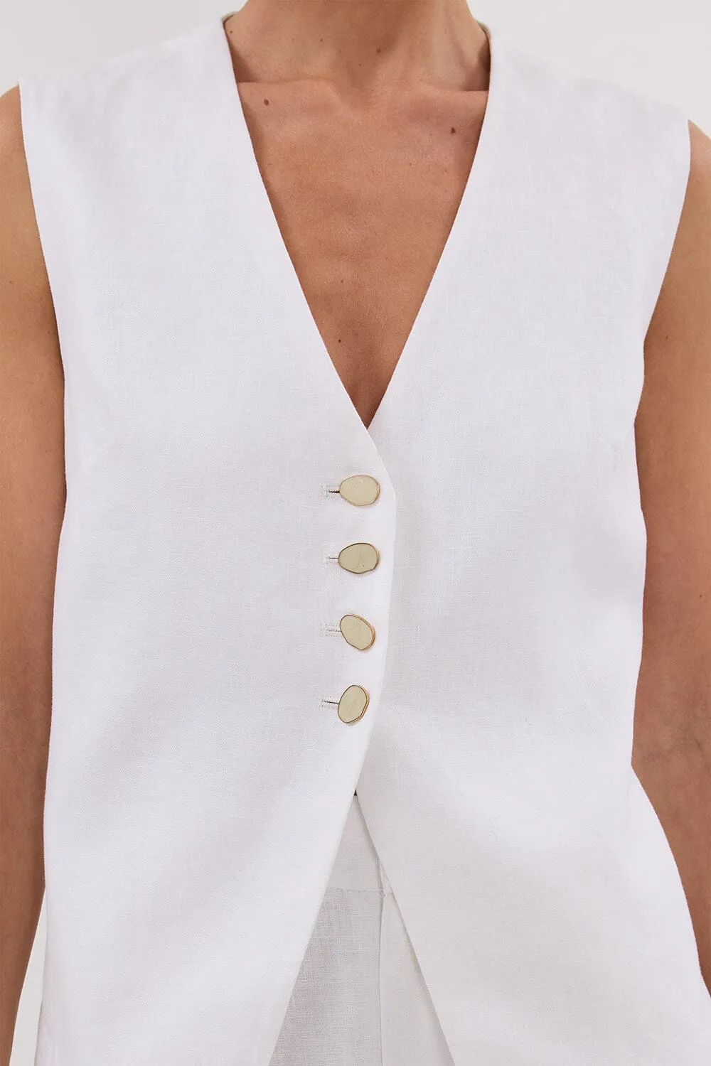 KNOX WHITE LINEN VEST