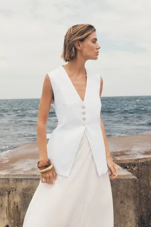 KNOX WHITE LINEN VEST