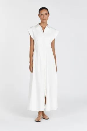 LAUREN WHITE COTTON MIDI DRESS