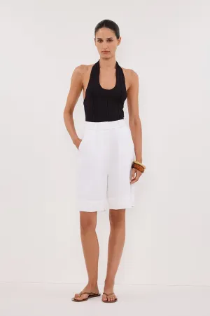 LISS WASHED BLACK HALTER KNIT TOP