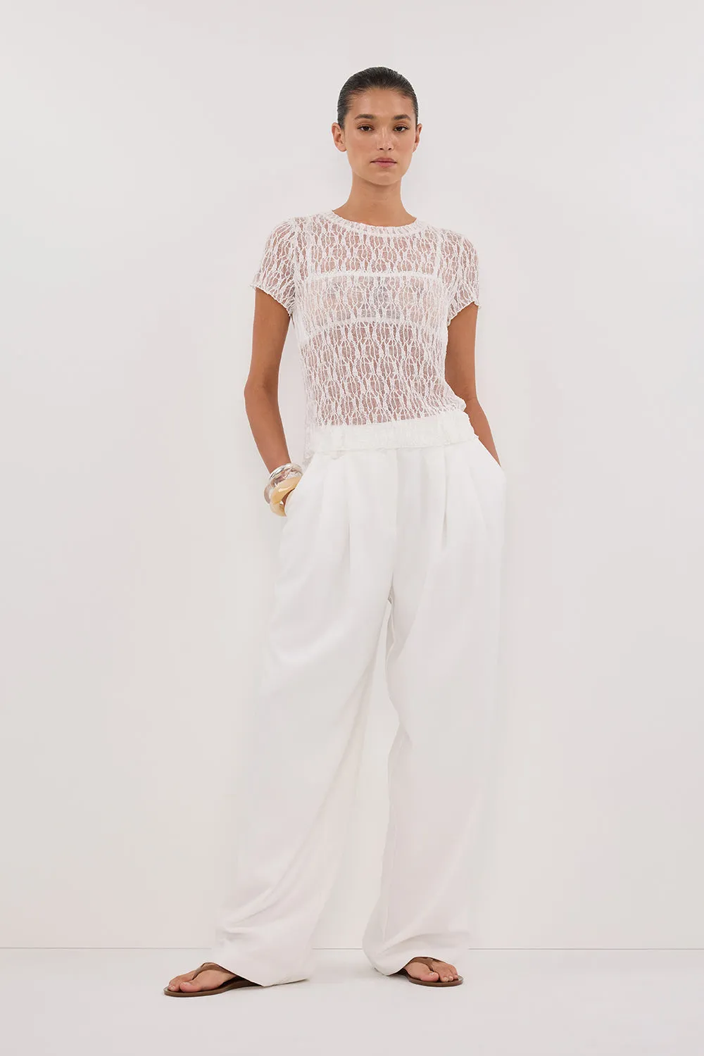LIZZIE WHITE LACE CAP SLEEVE TOP
