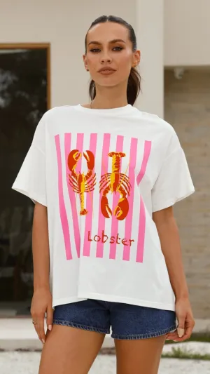 Lobster Tee - White/Pink