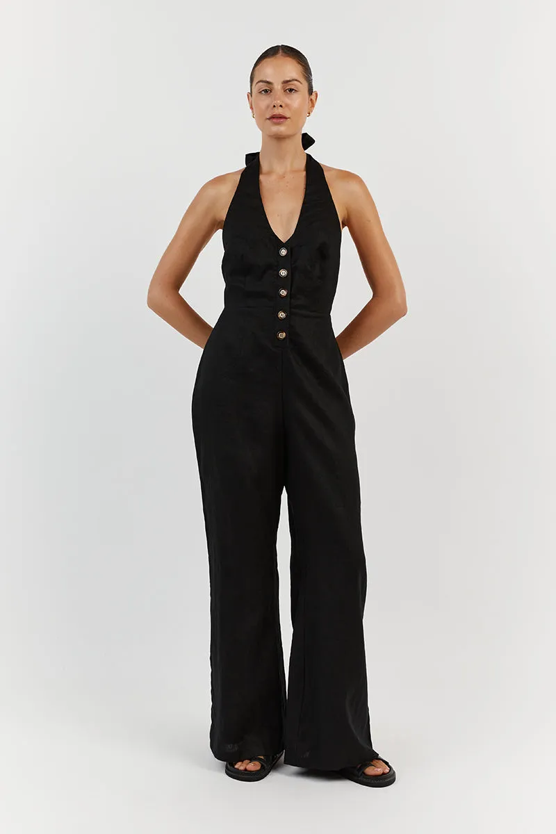 LOGAN BLACK LINEN JUMPSUIT