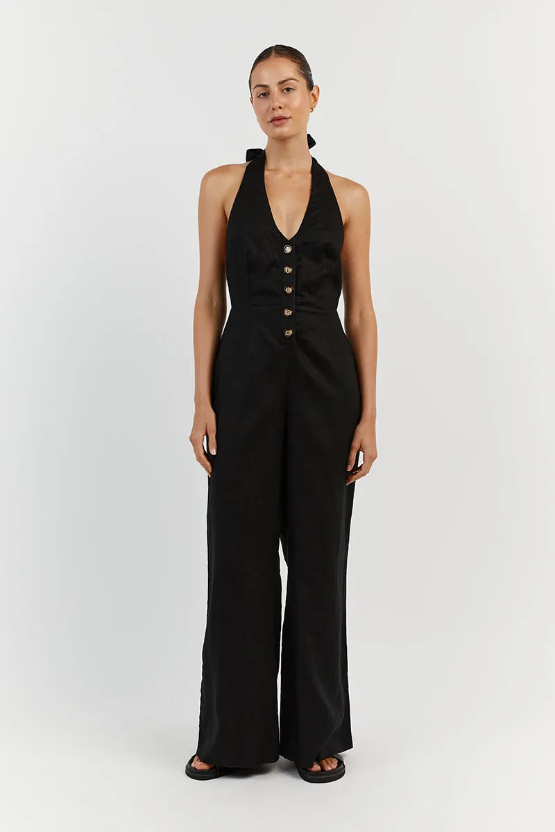 LOGAN BLACK LINEN JUMPSUIT