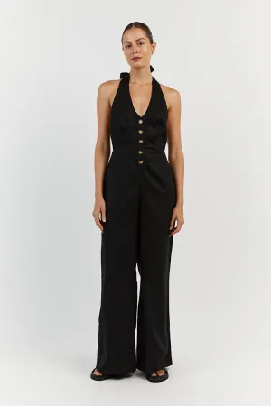 LOGAN BLACK LINEN JUMPSUIT