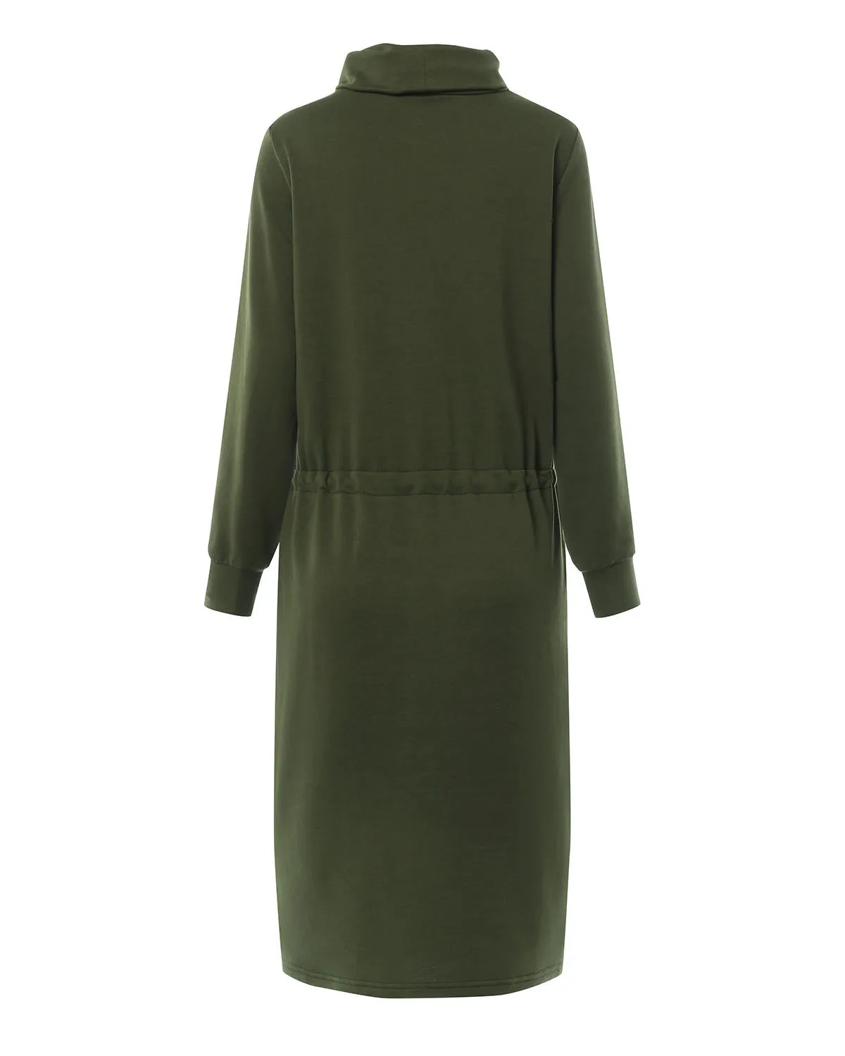 Long Sleeve Turtleneck Solid Sweatshirt Pure Color Bodycon Women Midi Dress