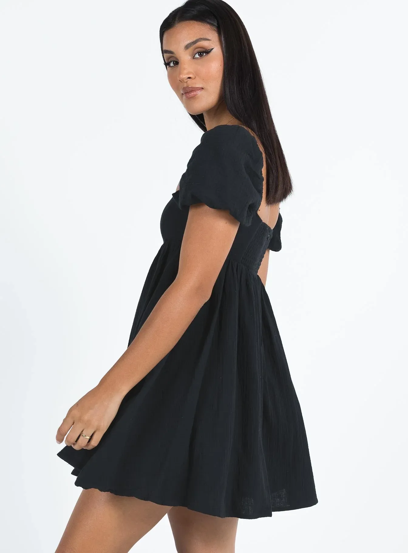 Lorna Short Sleeve Mini Dress Black