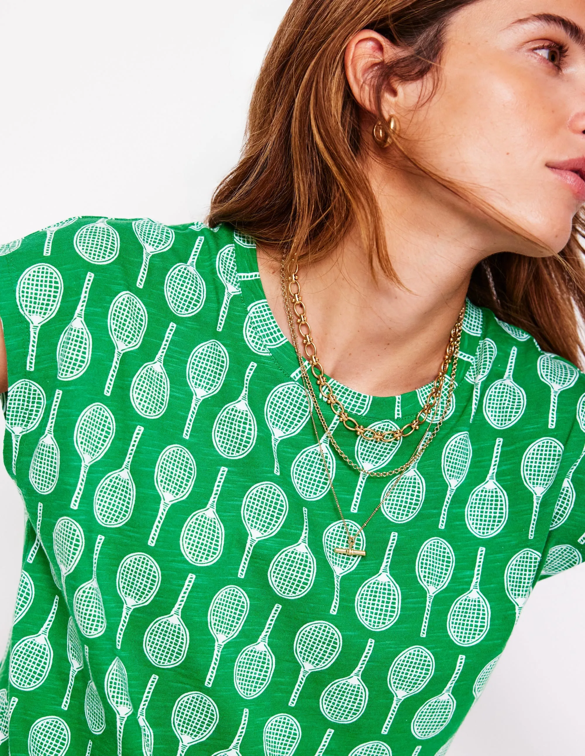 Louisa Slub T-Shirt T1831-Rich Emerald. Tennis