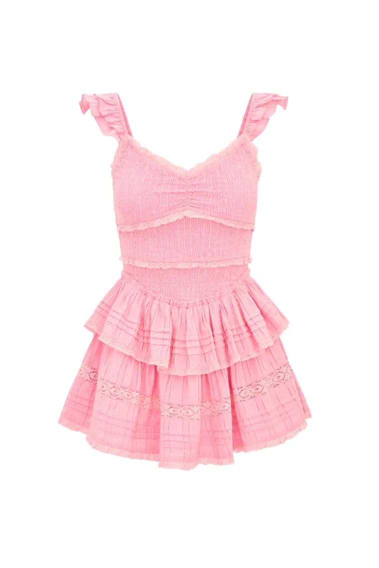 Lovine Cotton Smocked Mini Dress - STRAWBERRY SPRTIZ