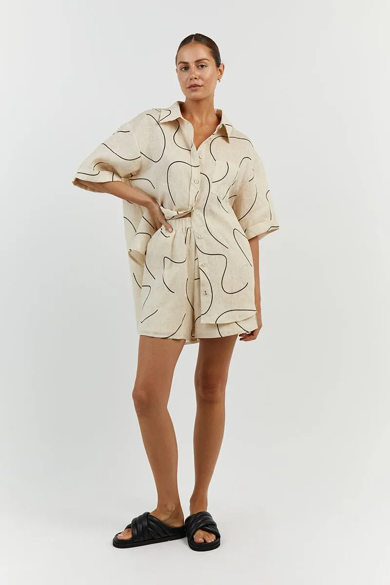 LUNA CREAM LINEN SCOOPED SHORT