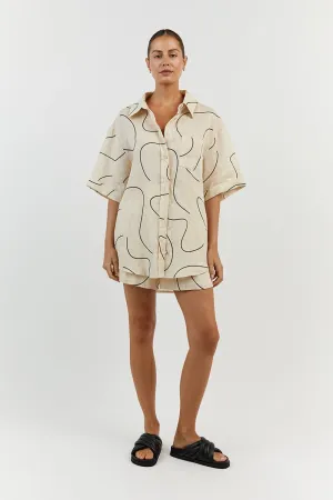 LUNA CREAM LINEN SCOOPED SHORT