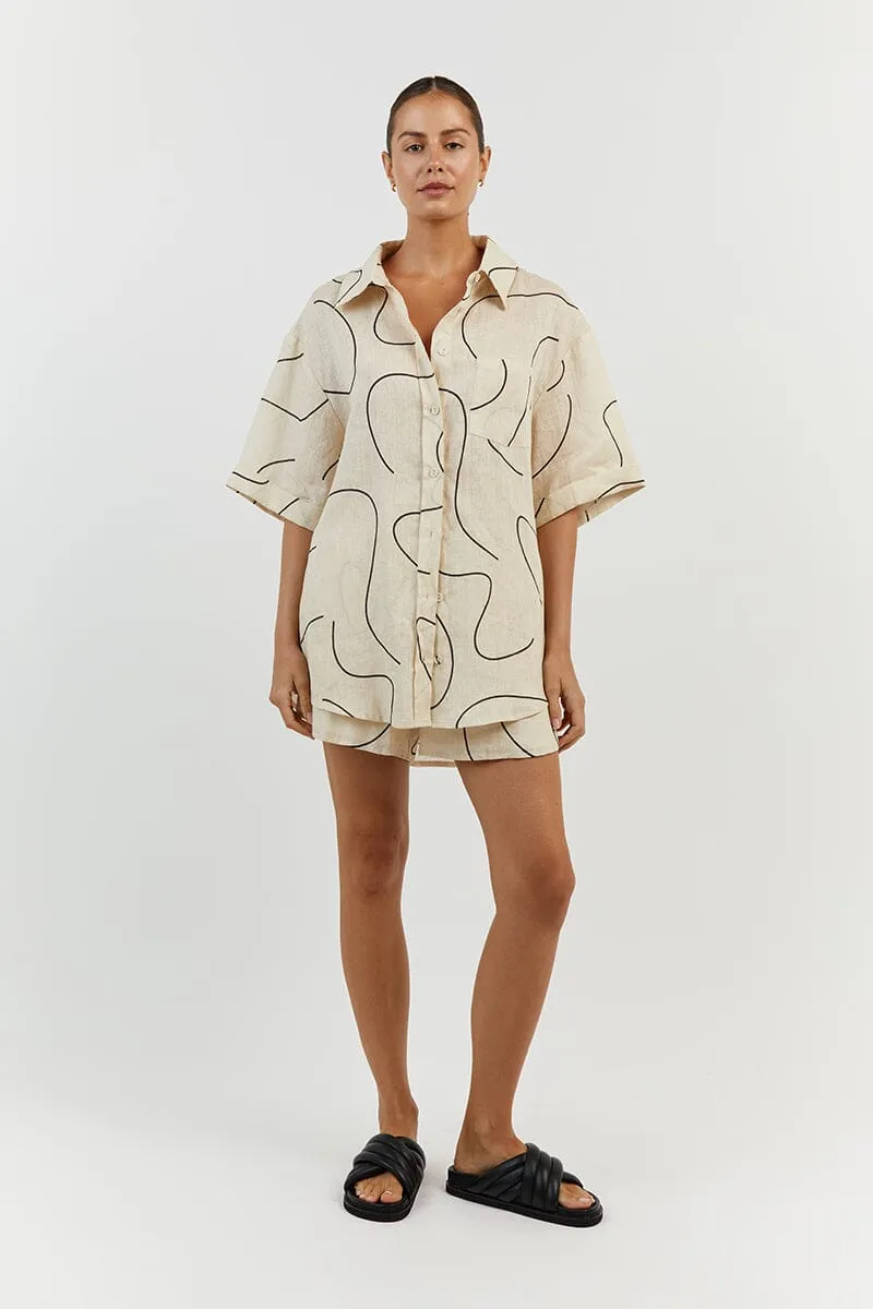 LUNA CREAM LINEN SCOOPED SHORT
