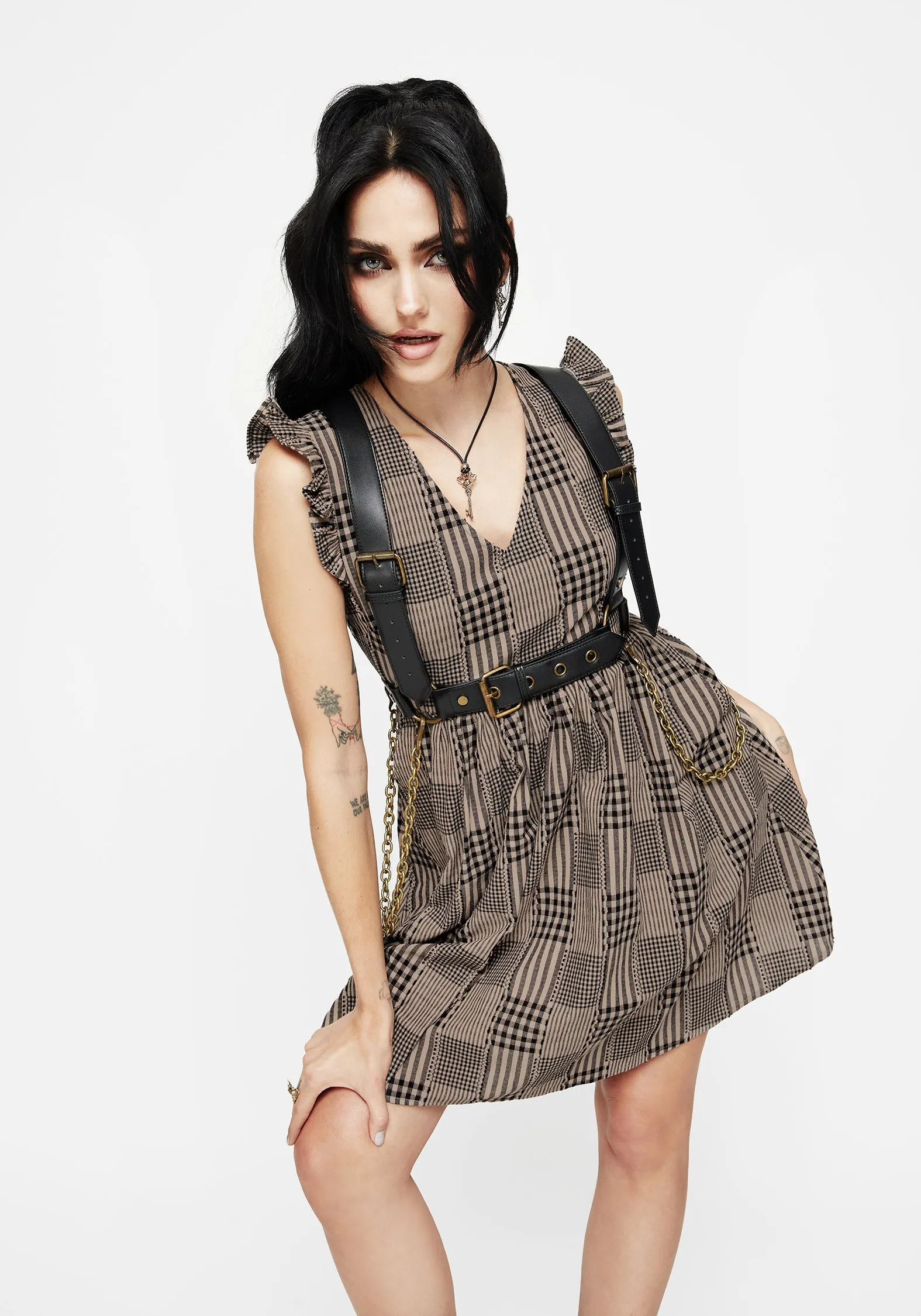 Mabel Check Mini Skater Dress
