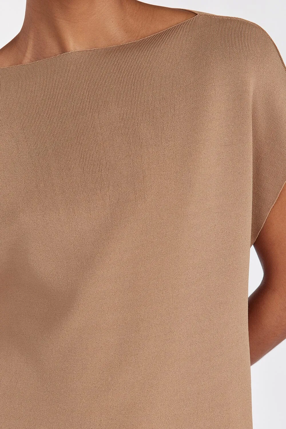 MABLE TAN LONGLINE KNIT TOP