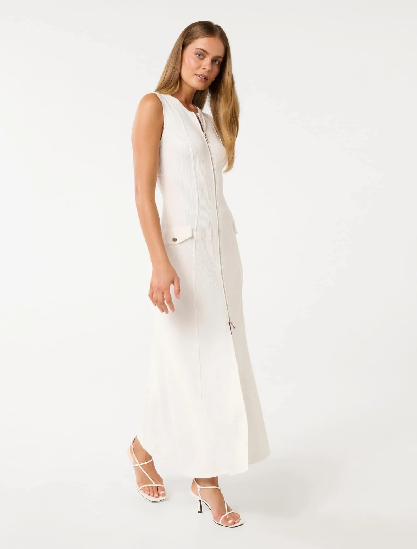 Maddie Zip Detail Midi Dress