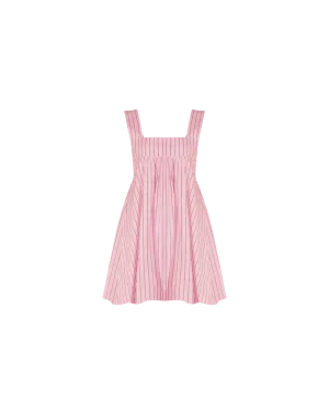 MARGIE TIE MINI DRESS PINK RED STRIPE
