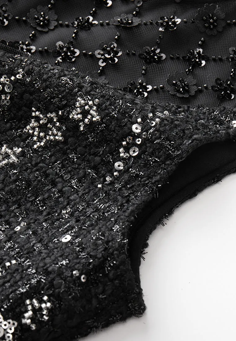 Meteor Shower Embellished Sleeveless Dress