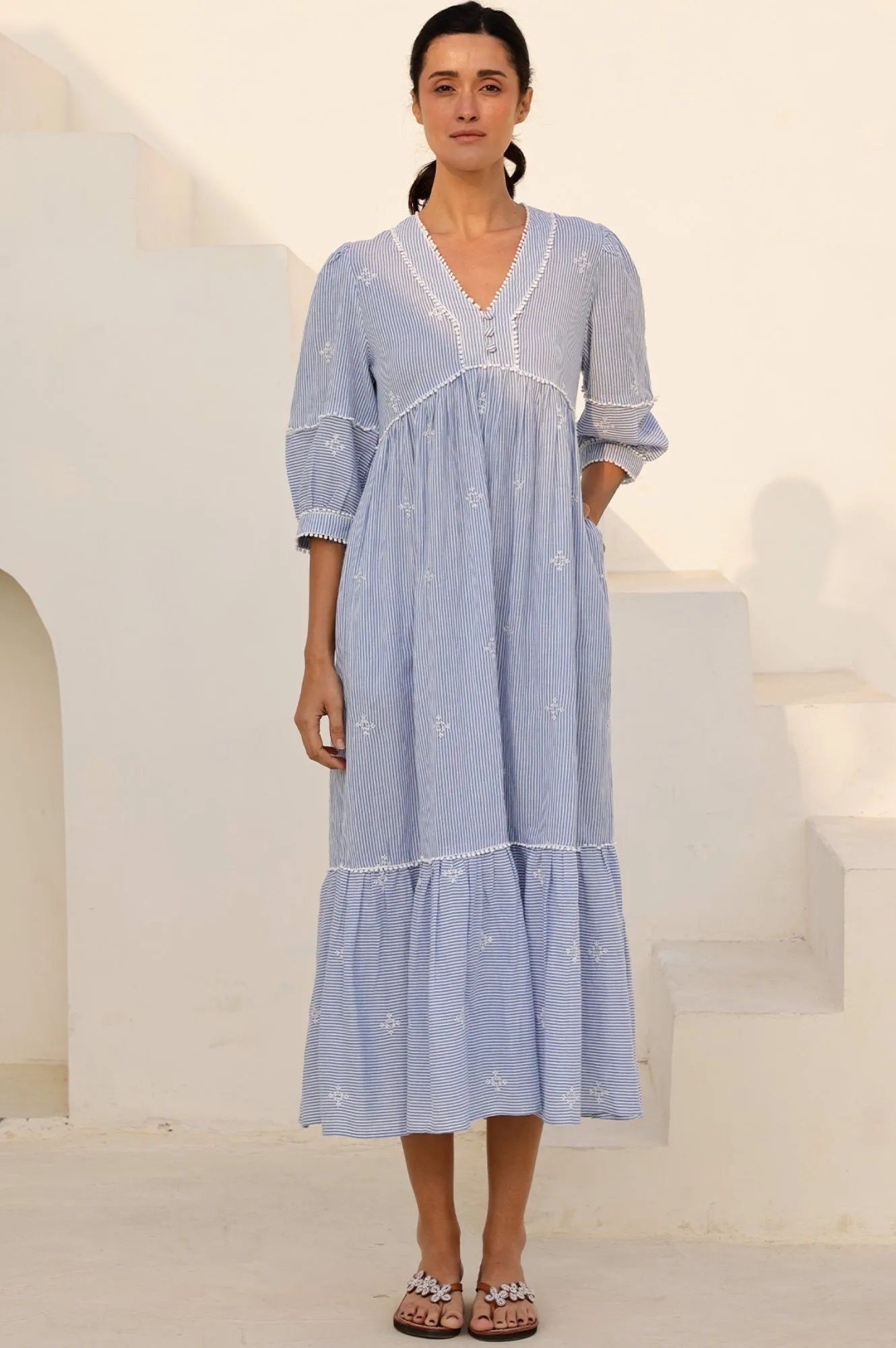 Mindy Dress | Stripe Blue