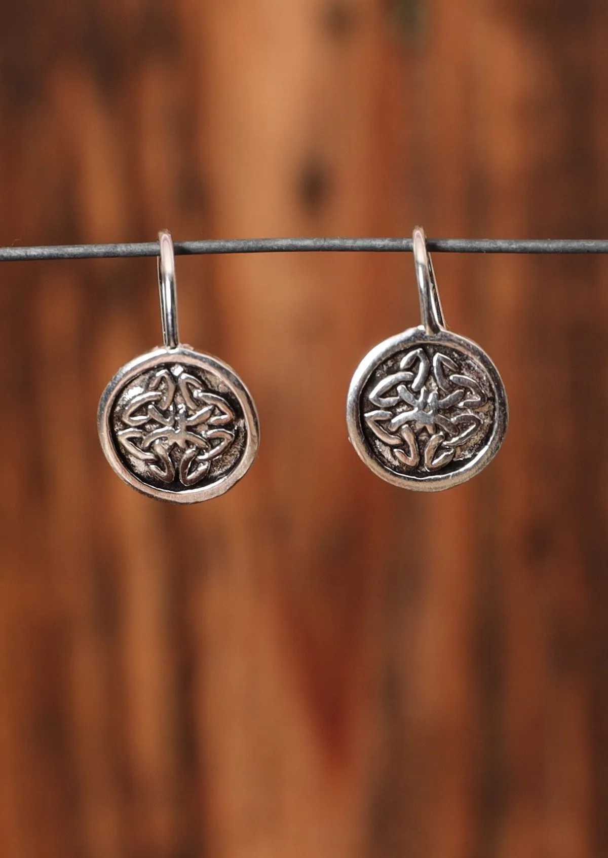 Mini Woven Medallion Silver Earrings