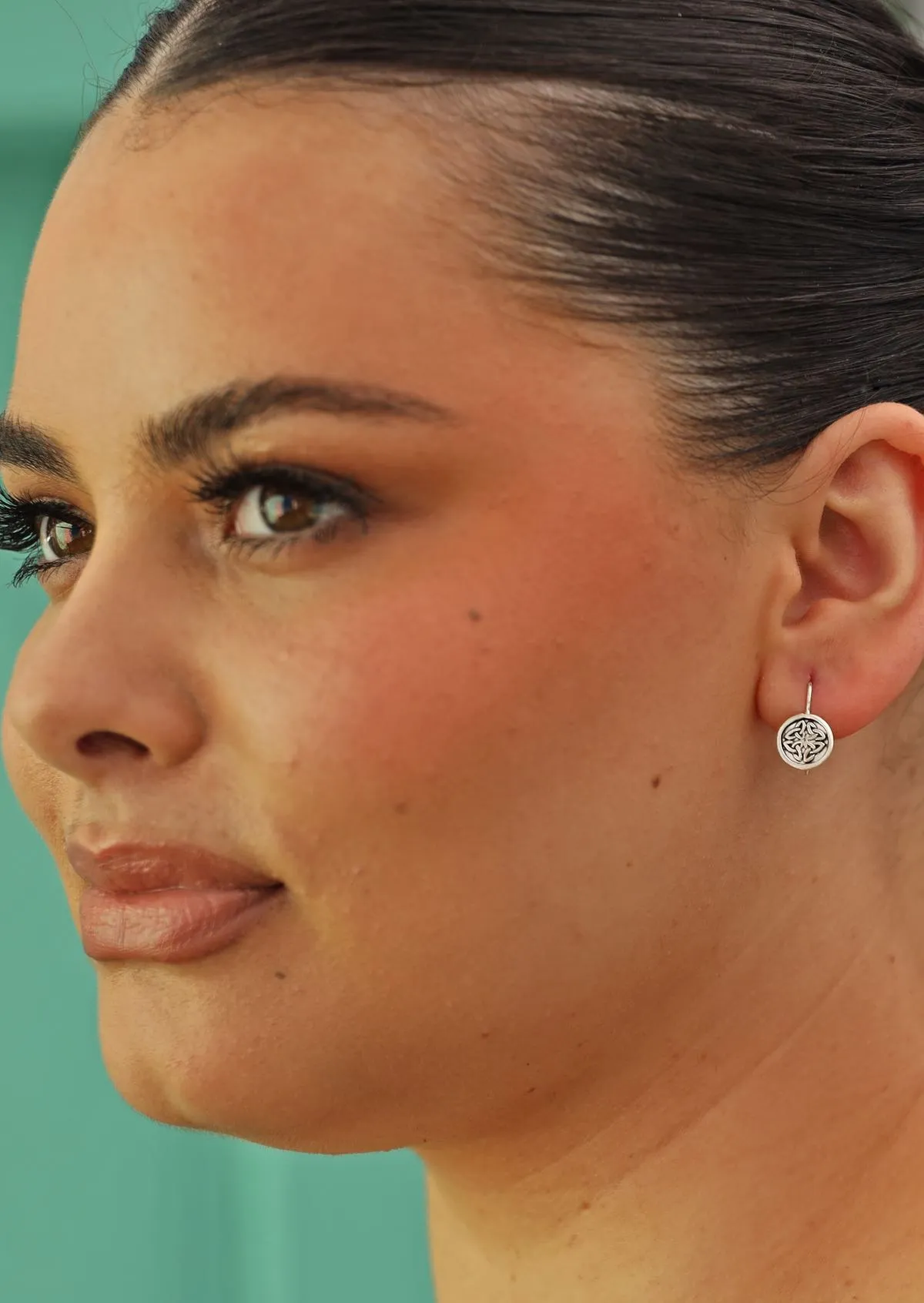 Mini Woven Medallion Silver Earrings