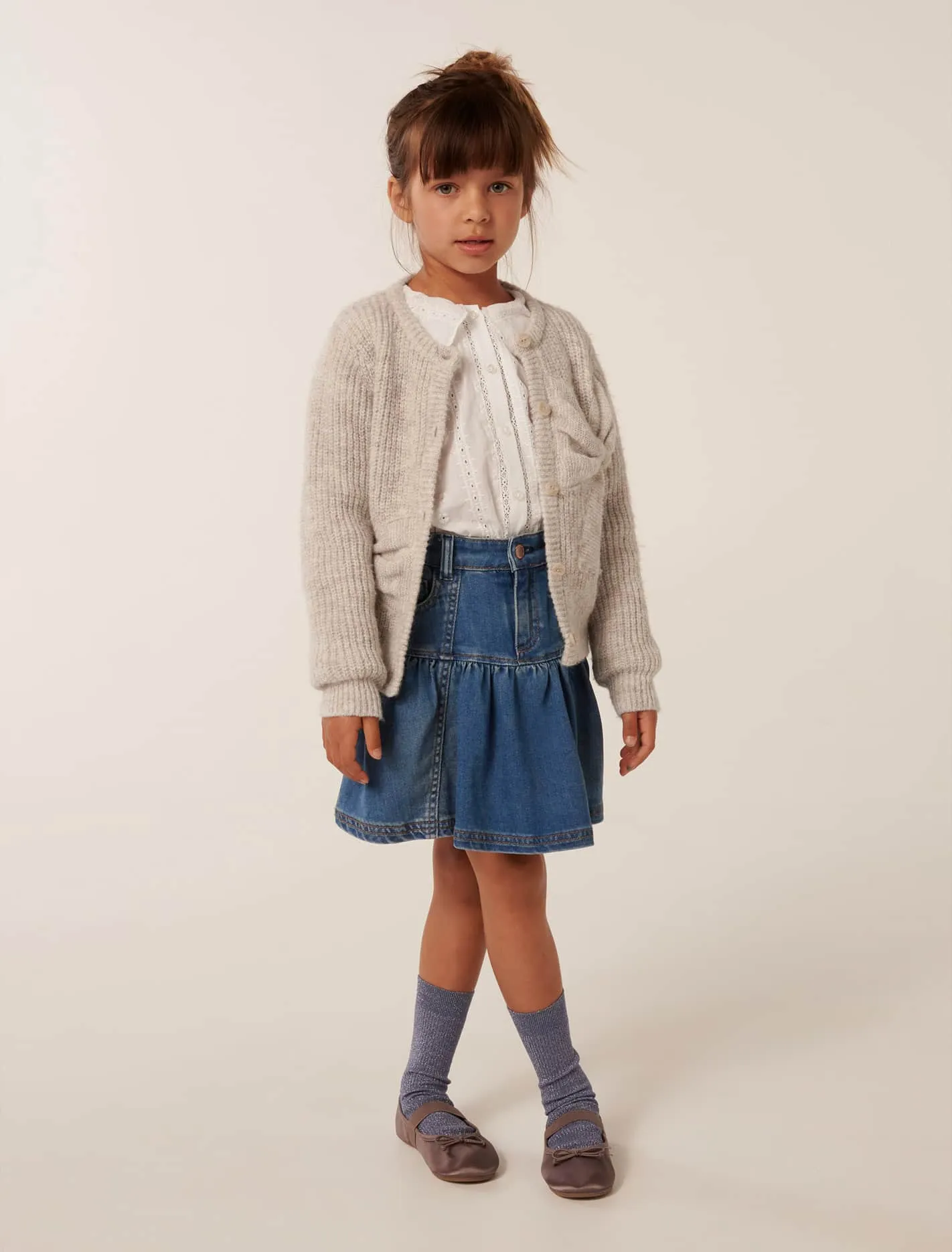 Nellie Girls Bow Knit Cardigan