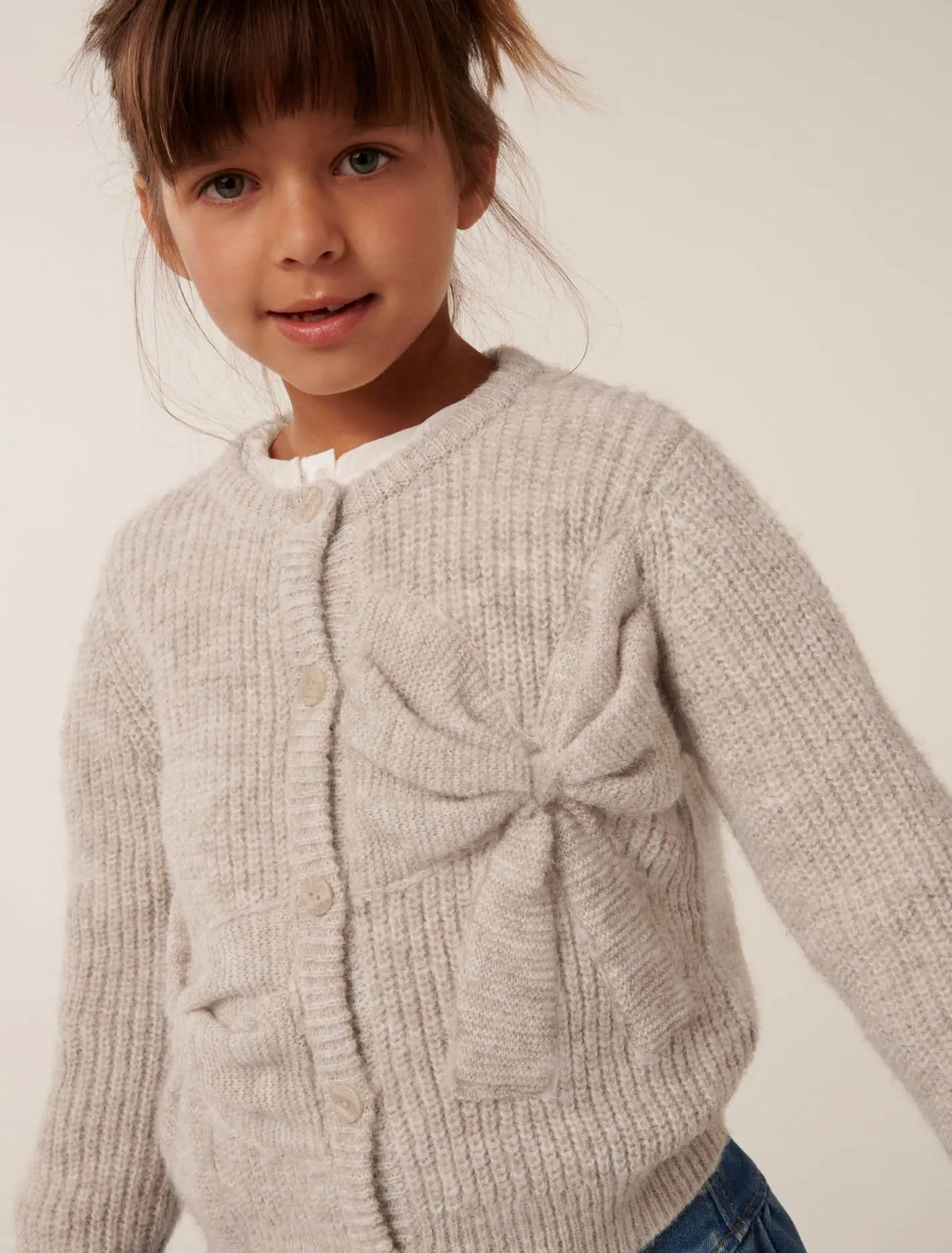 Nellie Girls Bow Knit Cardigan