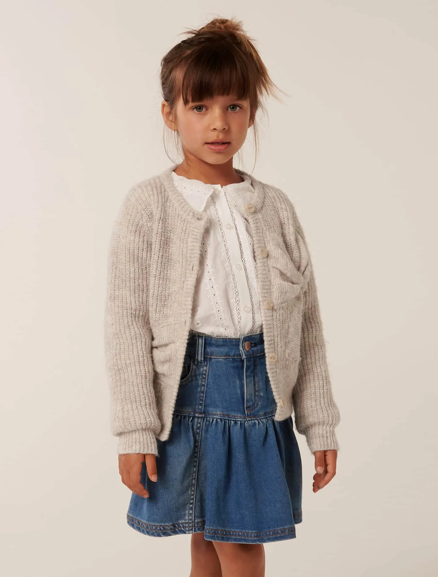 Nellie Girls Bow Knit Cardigan