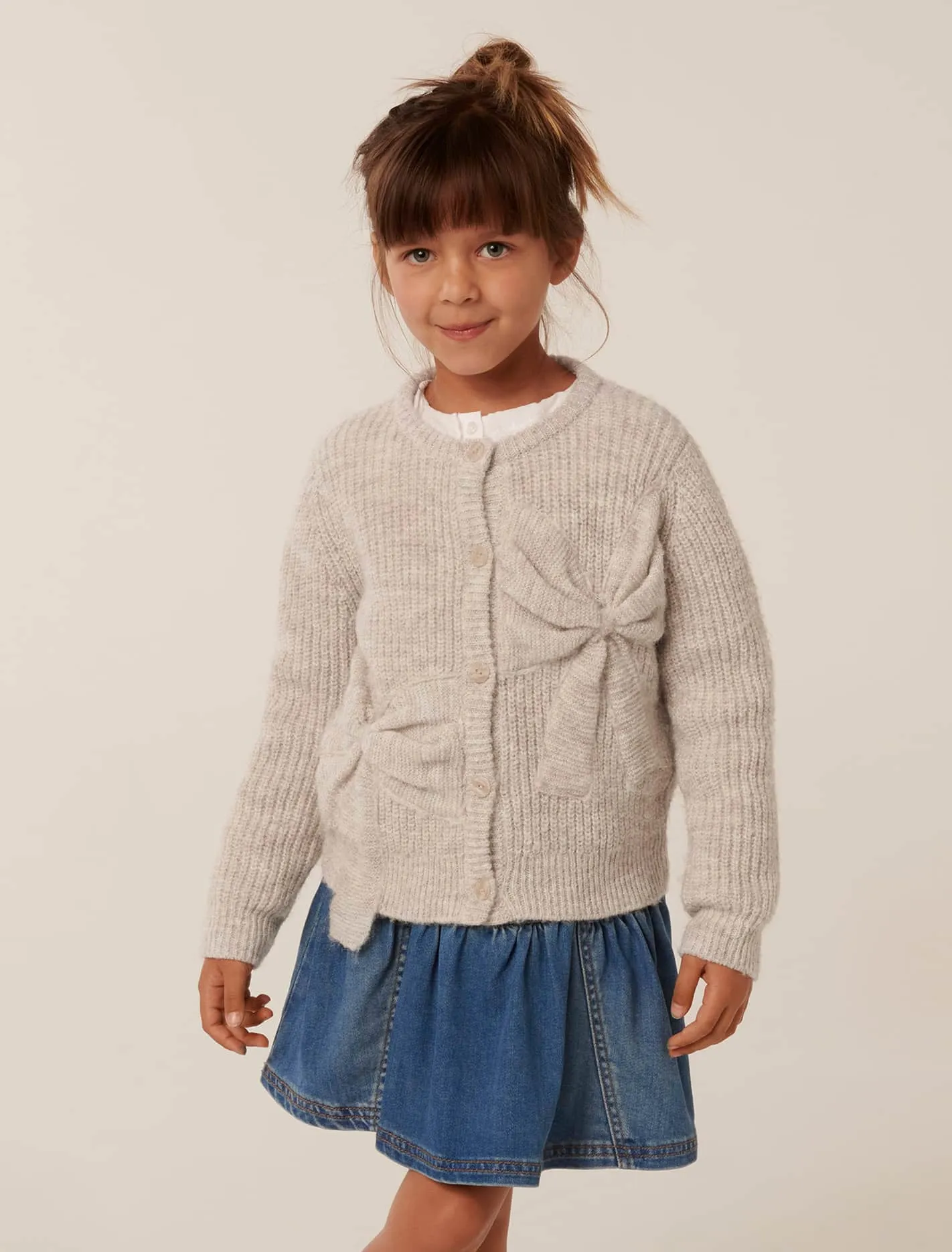 Nellie Girls Bow Knit Cardigan