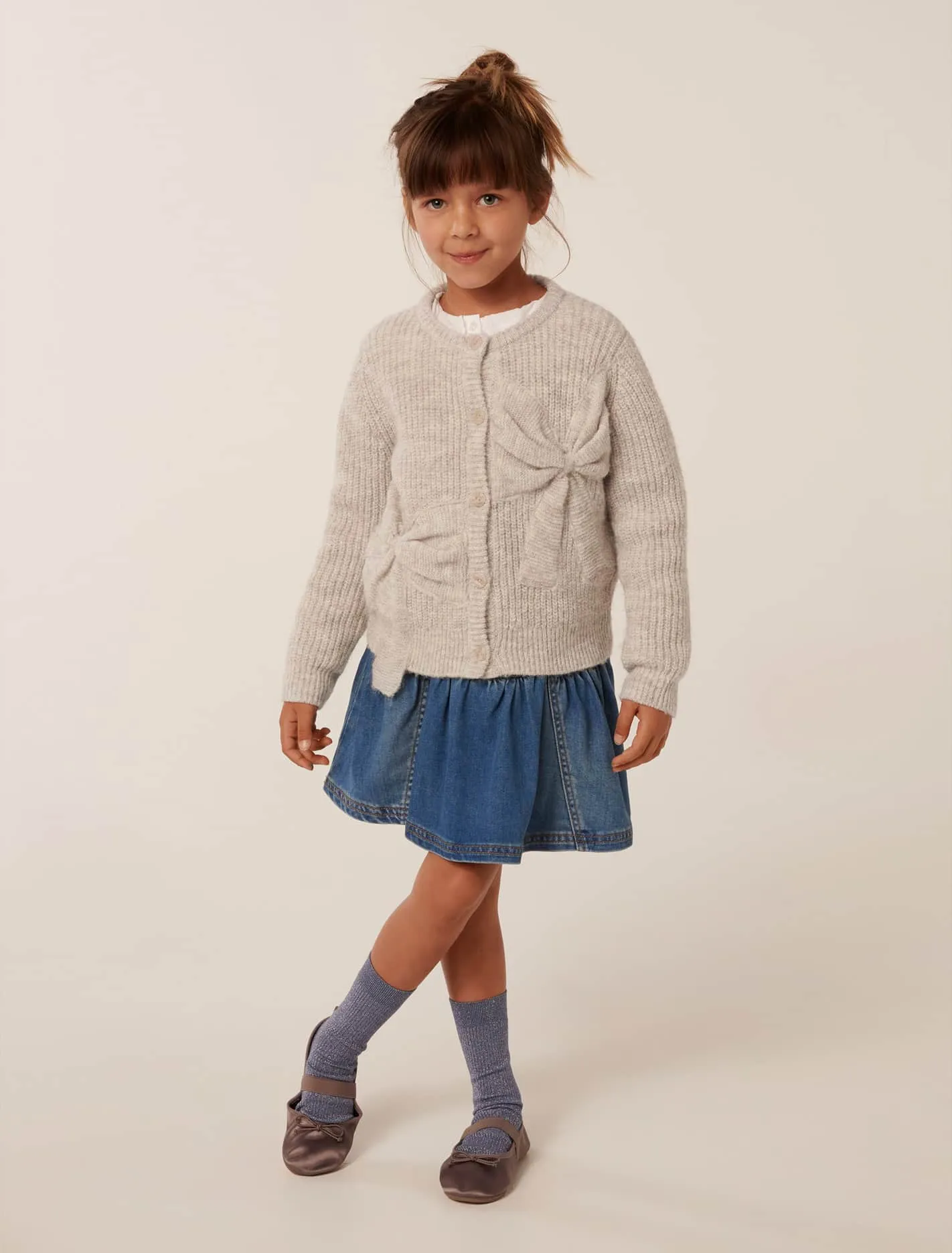 Nellie Girls Bow Knit Cardigan