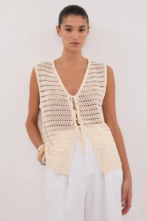 NOAH CROCHET NATURAL KNIT VEST