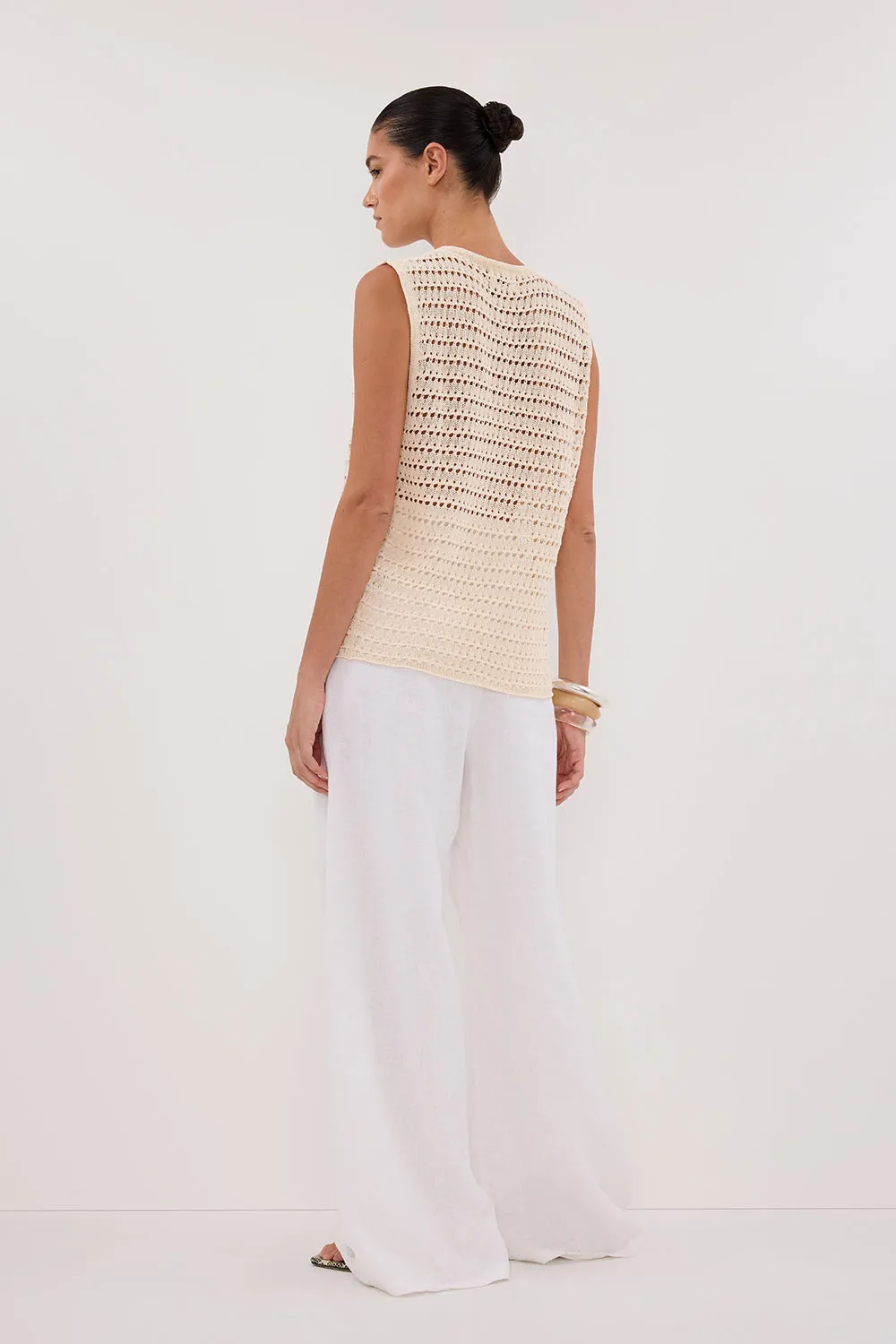 NOAH CROCHET NATURAL KNIT VEST