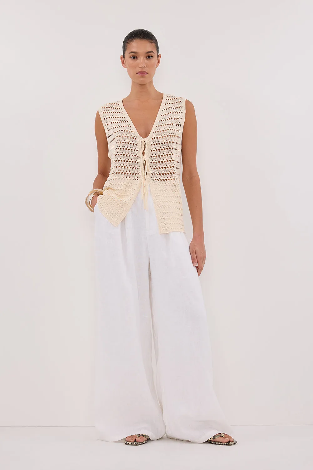 NOAH CROCHET NATURAL KNIT VEST