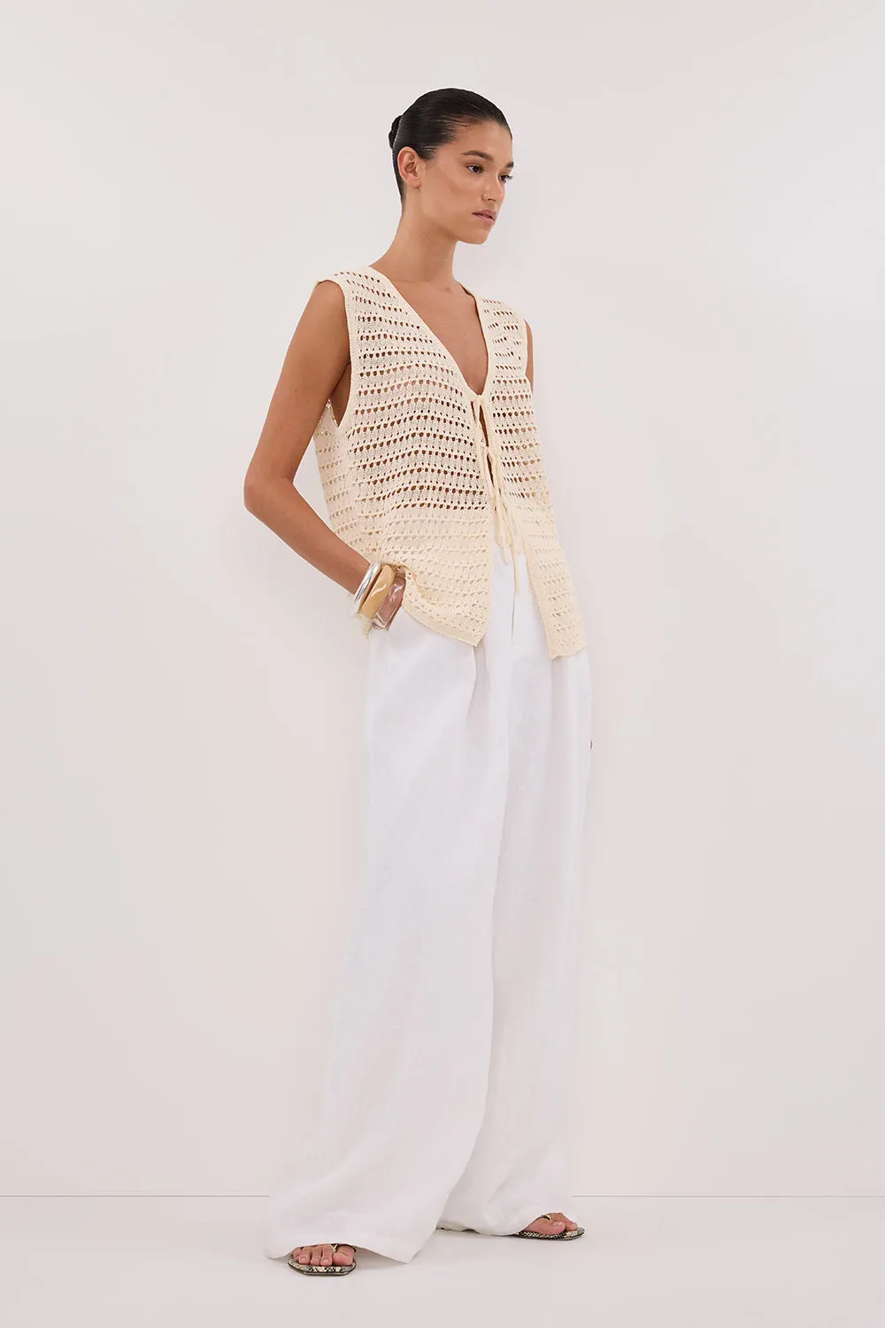 NOAH CROCHET NATURAL KNIT VEST