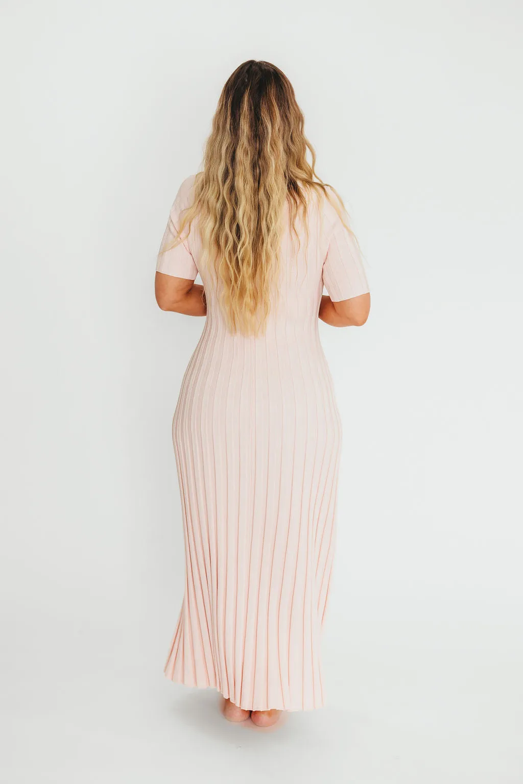 Oakley Ribbed Maxi Dress in Light Pink - Bump Friendly
