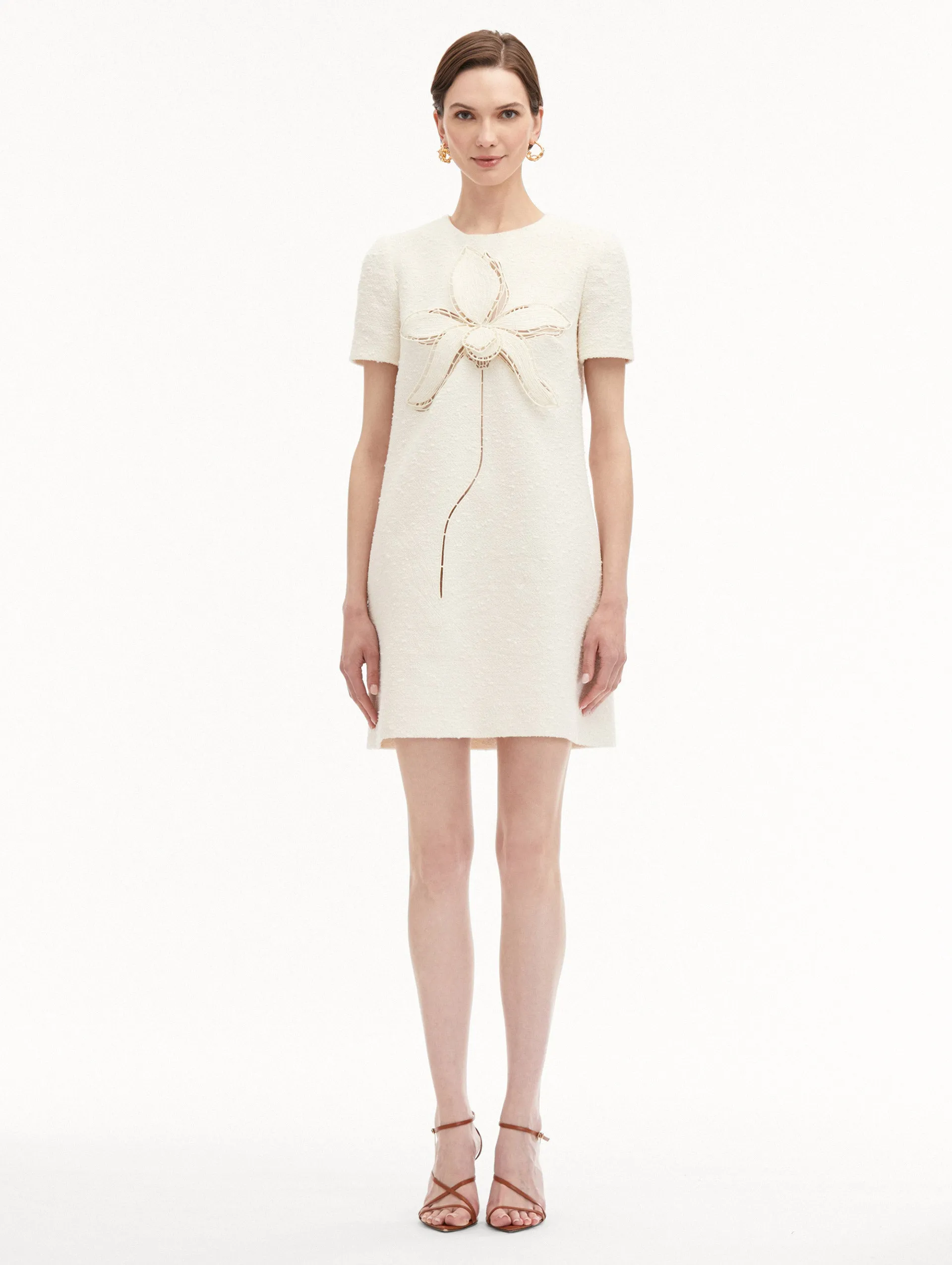 Orchid Embroidered Tweed Shift Dress