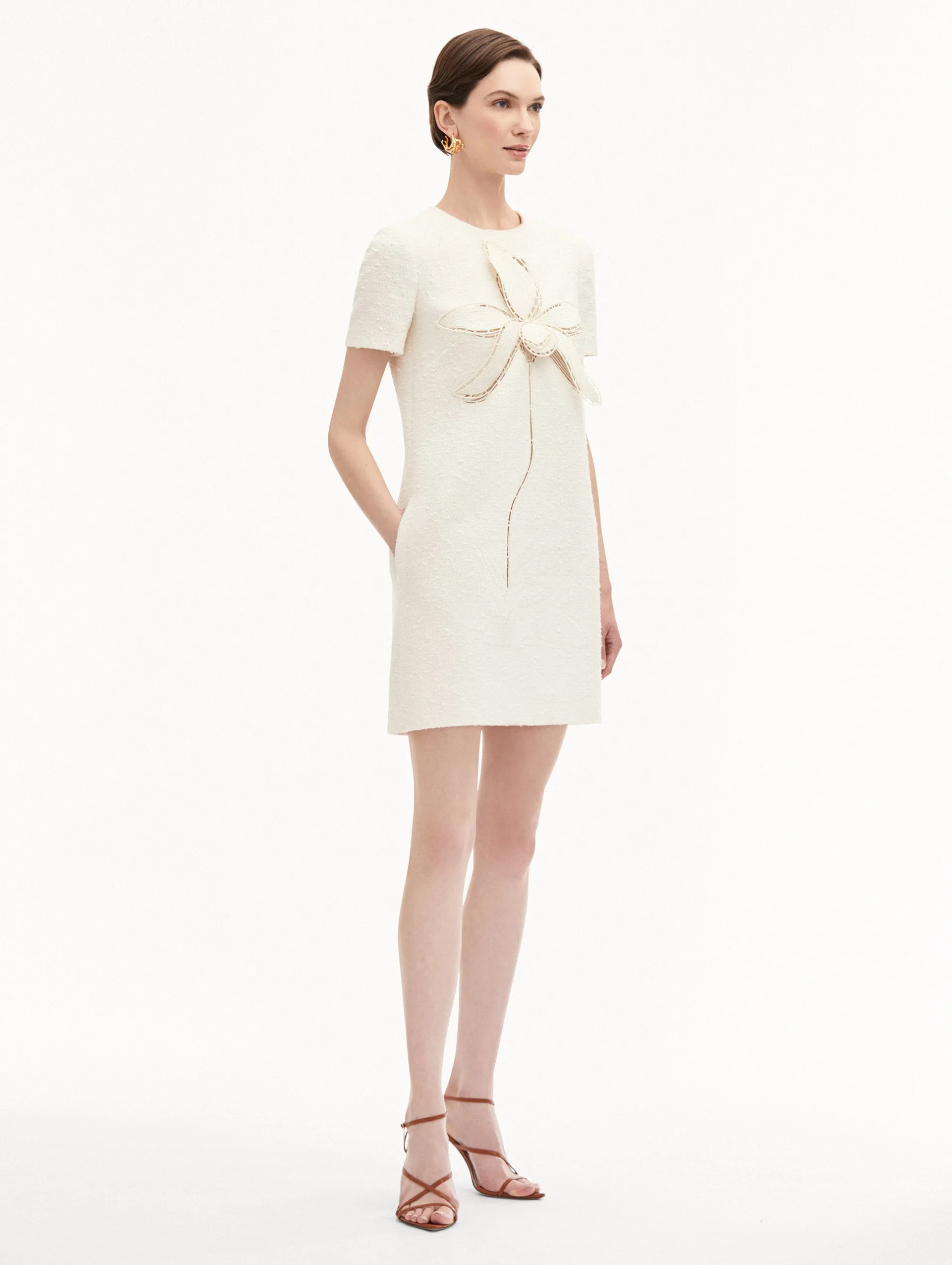 Orchid Embroidered Tweed Shift Dress