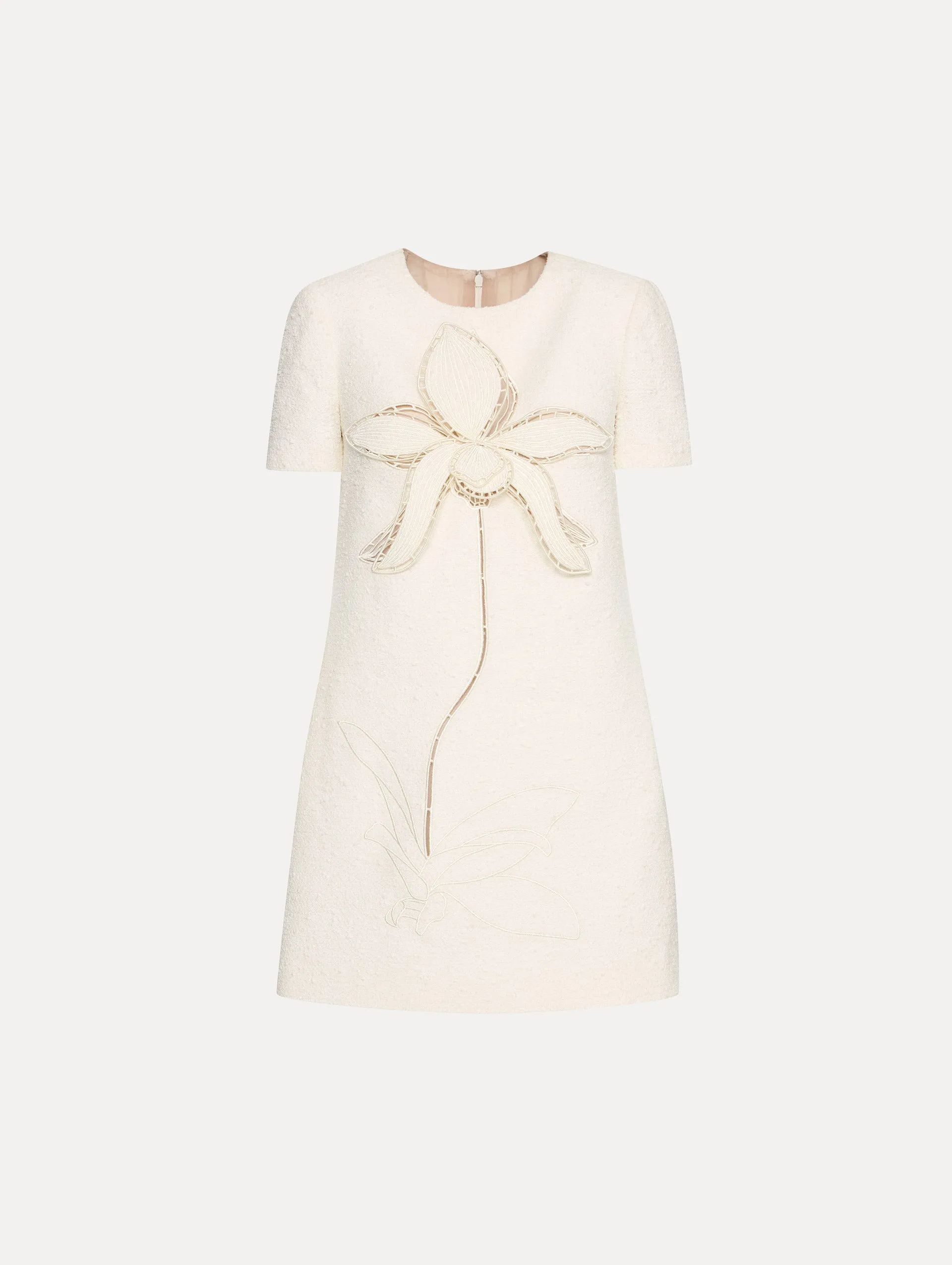 Orchid Embroidered Tweed Shift Dress