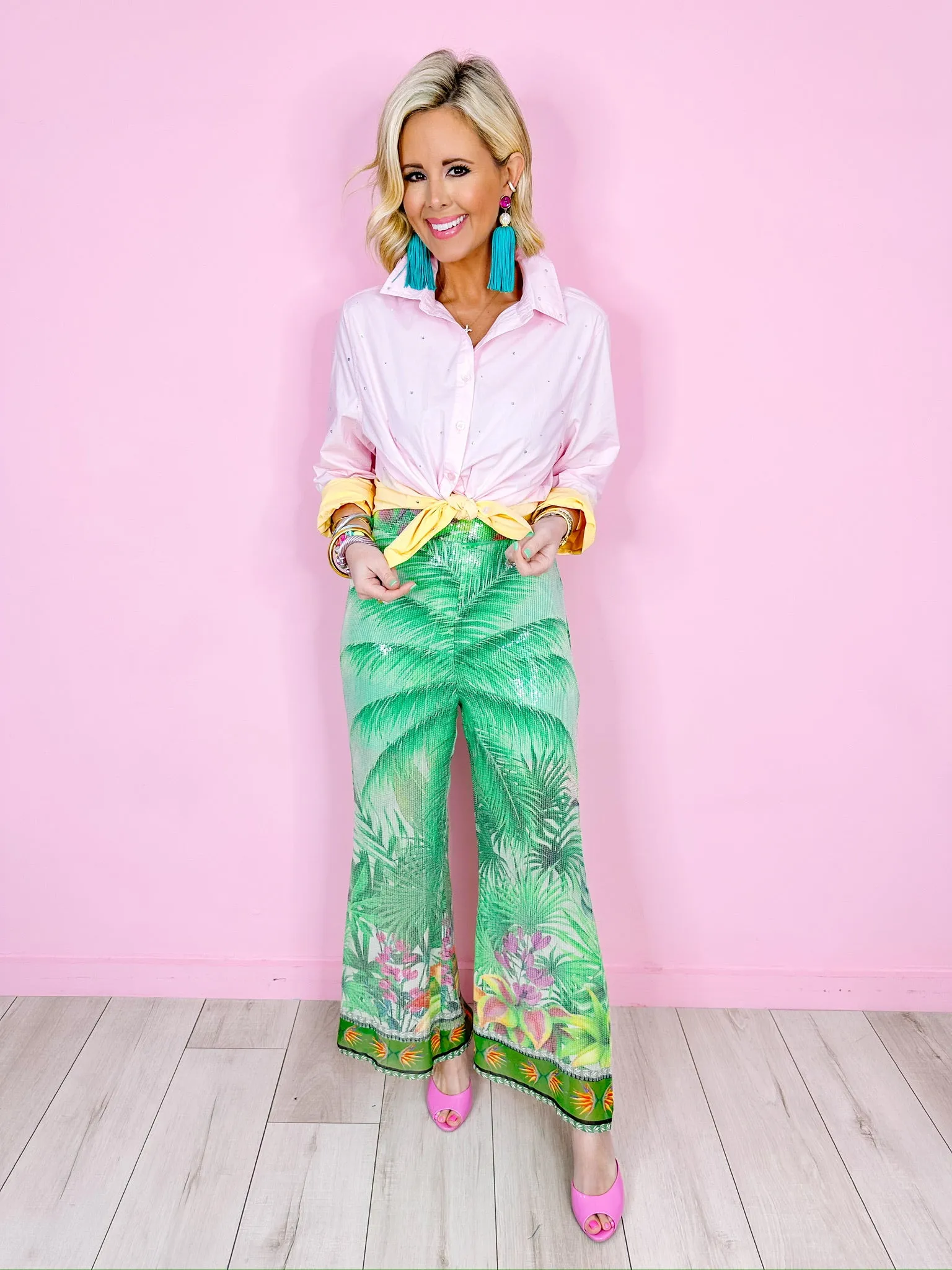 PALM BEACH SOCIETY SEQUIN PANTS - GREEN