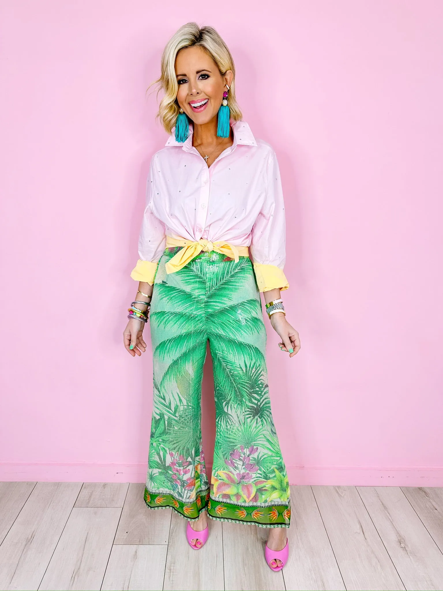 PALM BEACH SOCIETY SEQUIN PANTS - GREEN