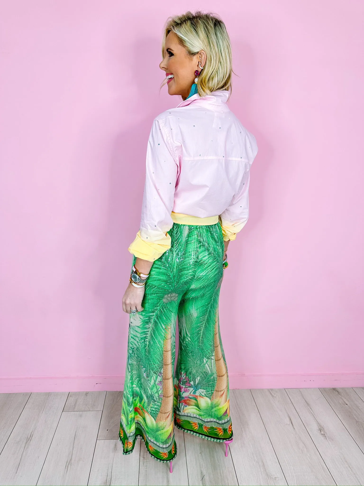 PALM BEACH SOCIETY SEQUIN PANTS - GREEN