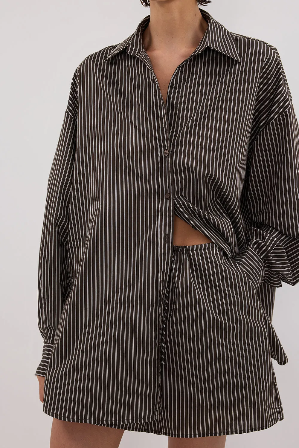 PALMA BITTER CHOC SILK BLEND SHIRT