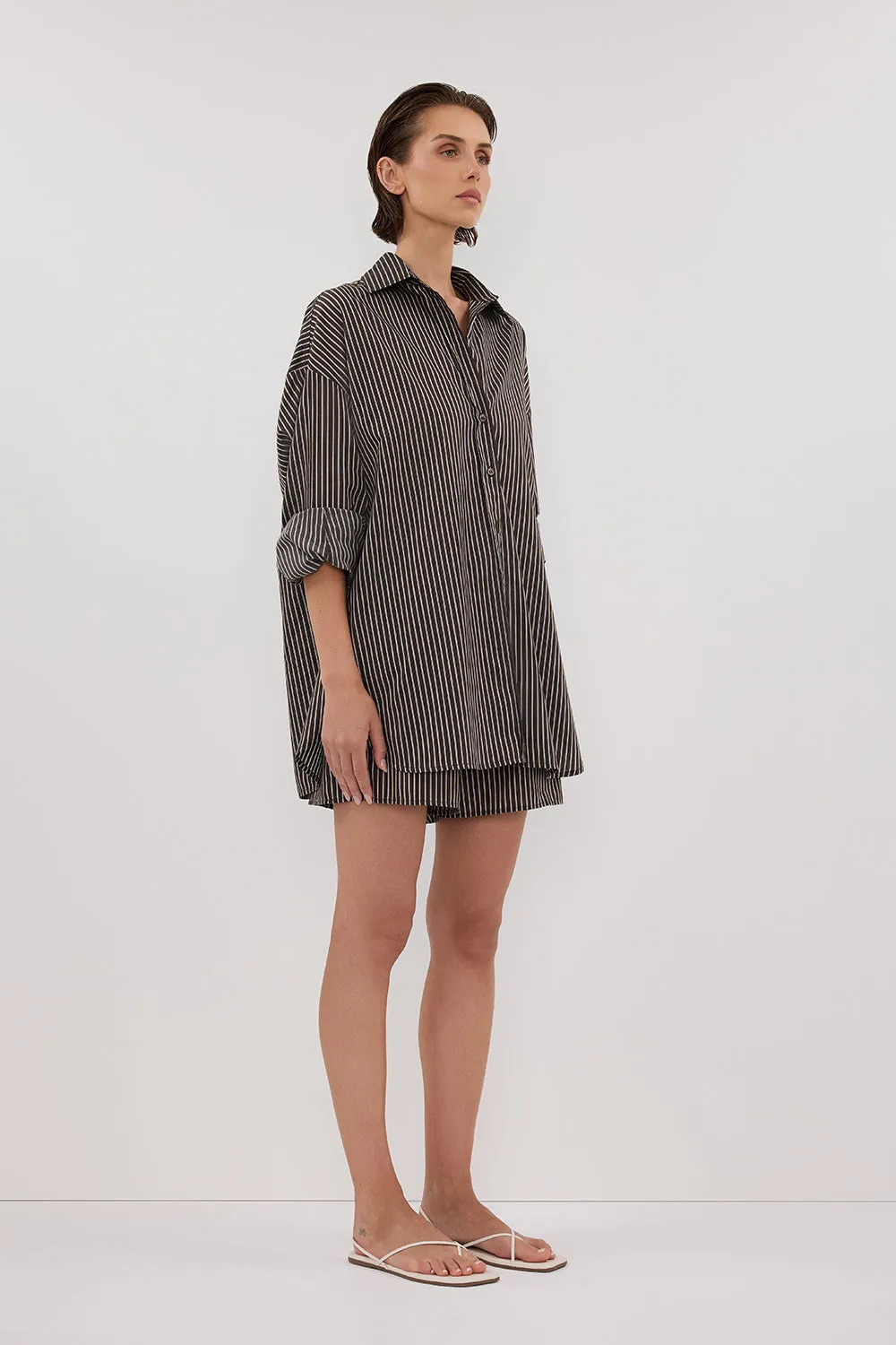 PALMA BITTER CHOC SILK BLEND SHIRT
